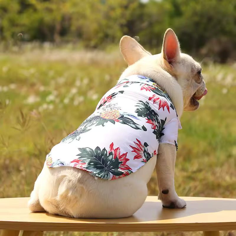 Perro usar la Camisa estilo Hawaiano Blanca