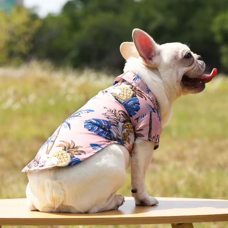 Perro usa la Camisa estilo Hawaiano Rosa