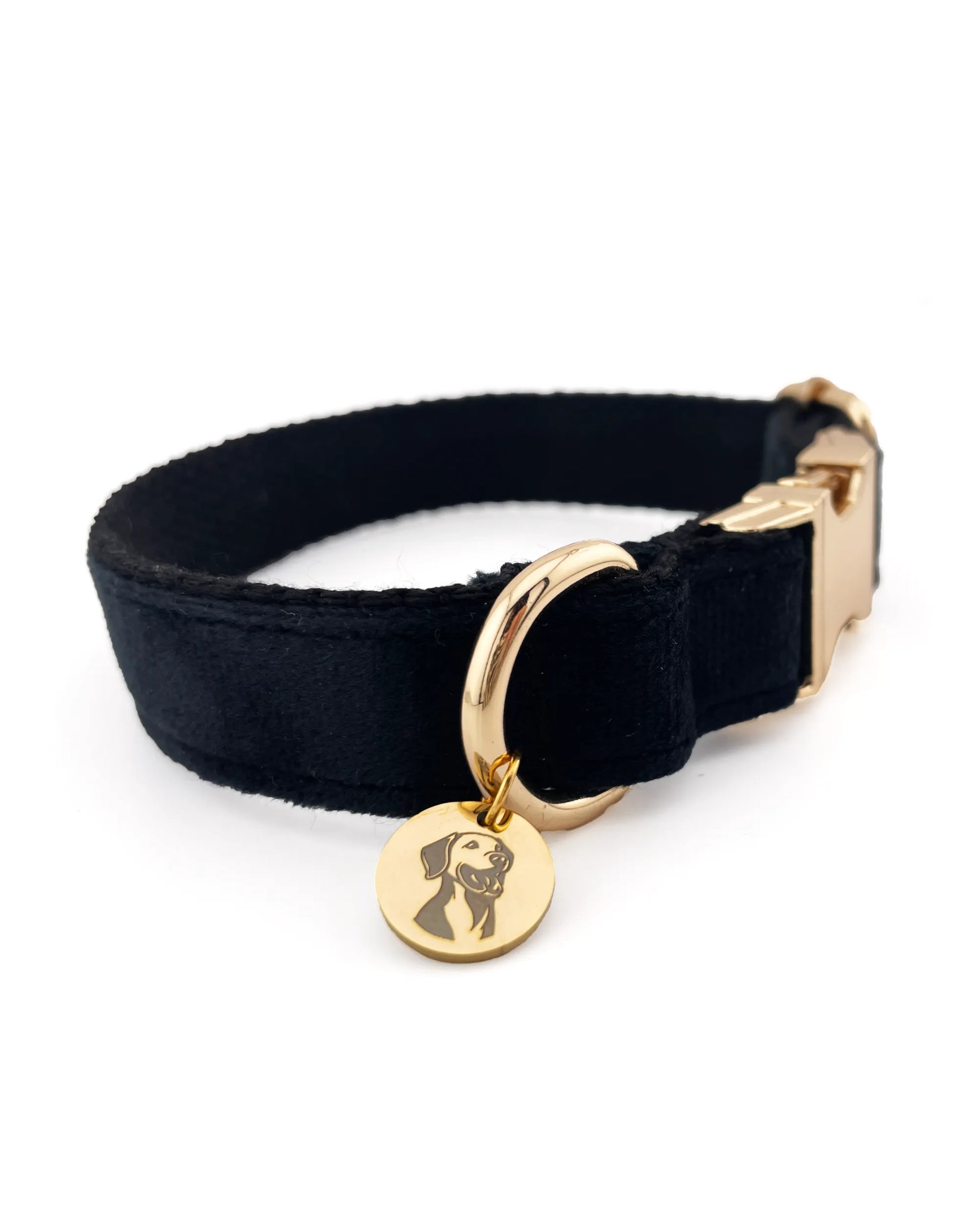 Collar para perros de terciopelo negro ideal para diferentes tamaños y razas