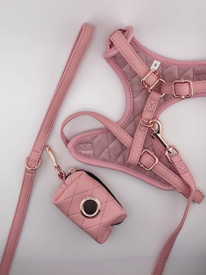 Pink synthetic leather poop bag holder