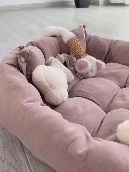 Pink transformable dog bed